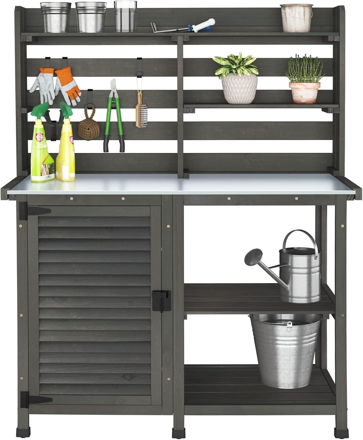 Potting Bench Table Large Garden Outdoor Work Bench Metal Tabletop Workstation