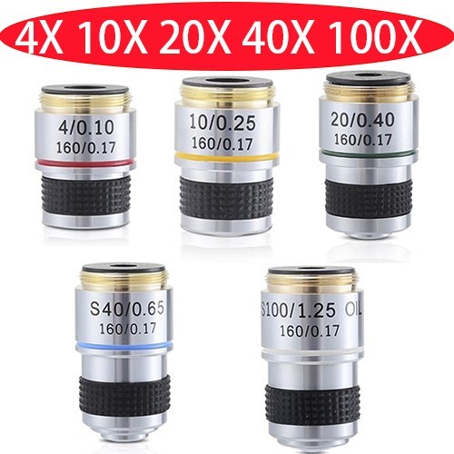 4X 10X 20X 40X 100X Achromatic Objective Lens for Biological Microscope 185mm