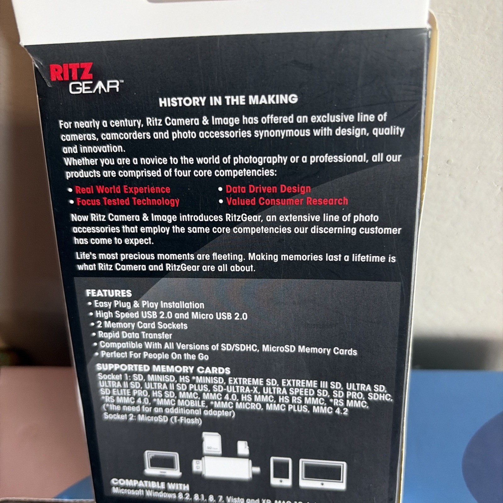 Ritz Gear OTG USB / Micro USB Multi-Function SD / MICRO SD Card Reader NIB