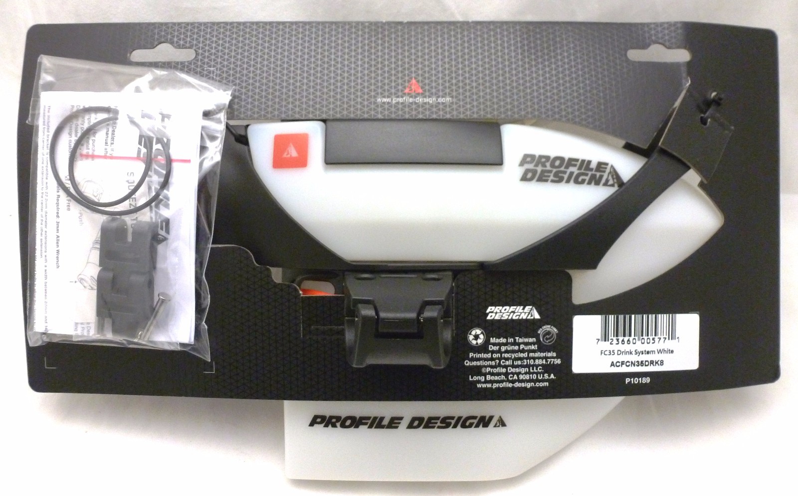 Profile Design FC35 Aero Hydration System for Triathlon TT White with Bite Valve