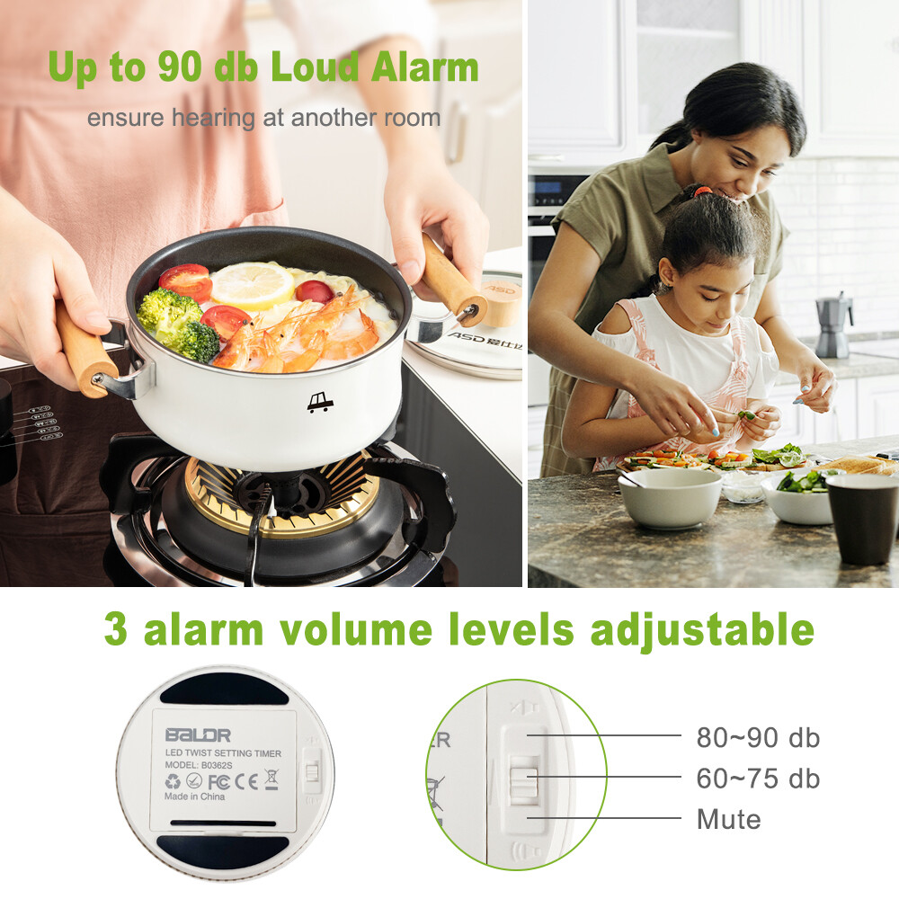 BALDR Digital Twist Kitchen Timer, Magnetic Countdown Count Up Timer LED Display