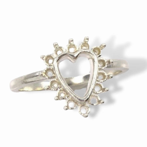Round Heart Cluster Pre-notched Ring Mounting