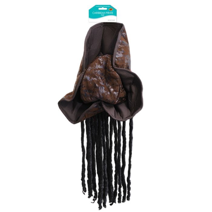 Beistle Caribbean Pirate Hat with Dreadlocks