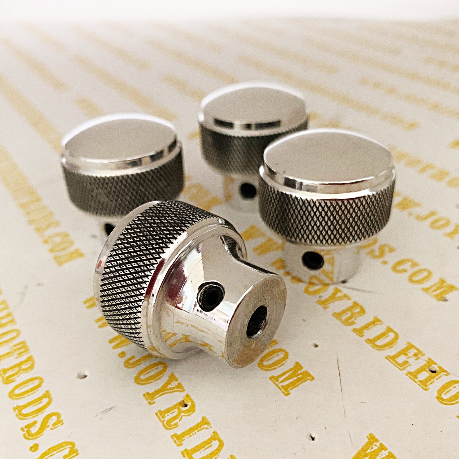 4 x Genuine 'Knurled' Style Dash Knobs by SoCal Speed Shop- Polished Aluminum
