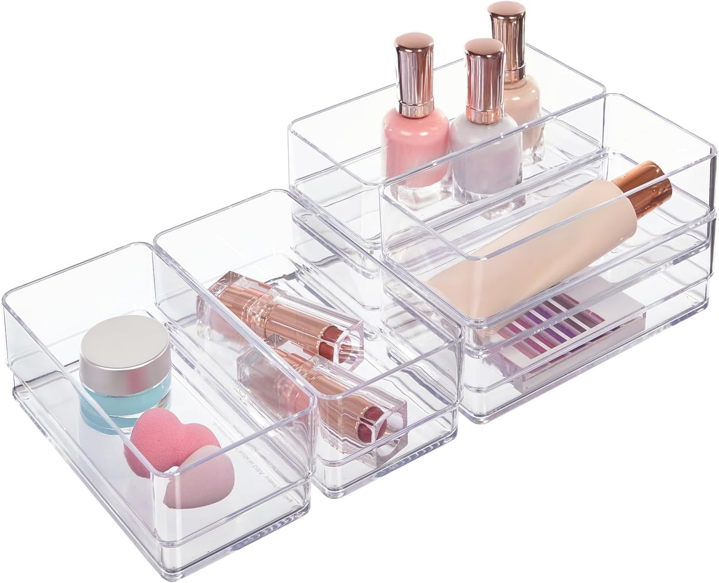 New STORi 6-Piece Stackable Clear Drawer Organizer Acrylic Storage Bins