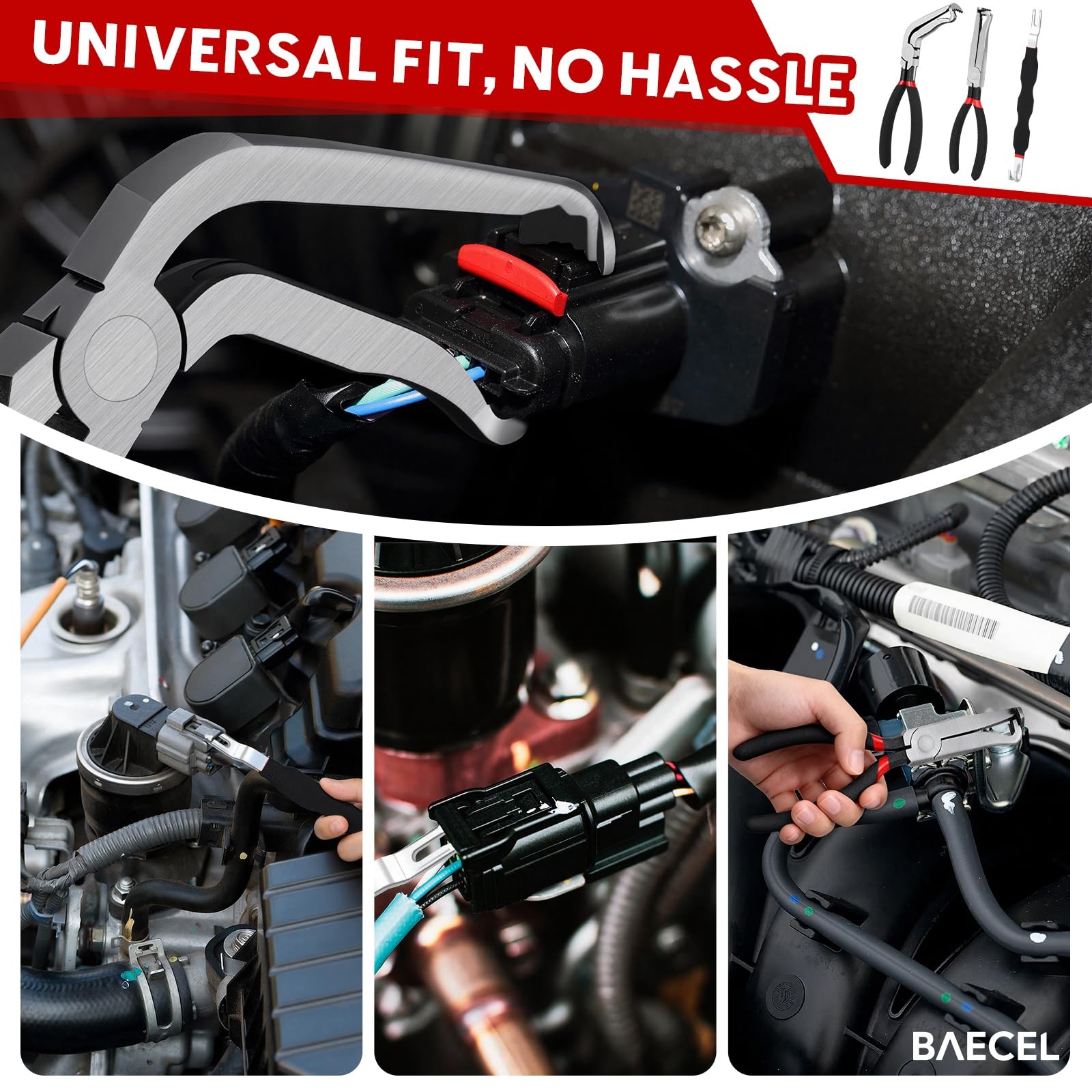baecel 3 Pack Electrical Disconnect Pliers, Improved Standard, Black 3 Pcs