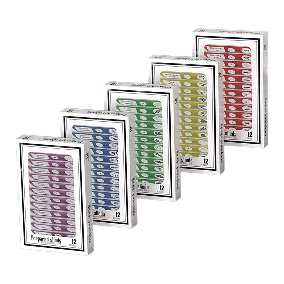 Plastic Prepared Microscope Slides for Kids, 60pcs Animals Insects Plants Flowe
