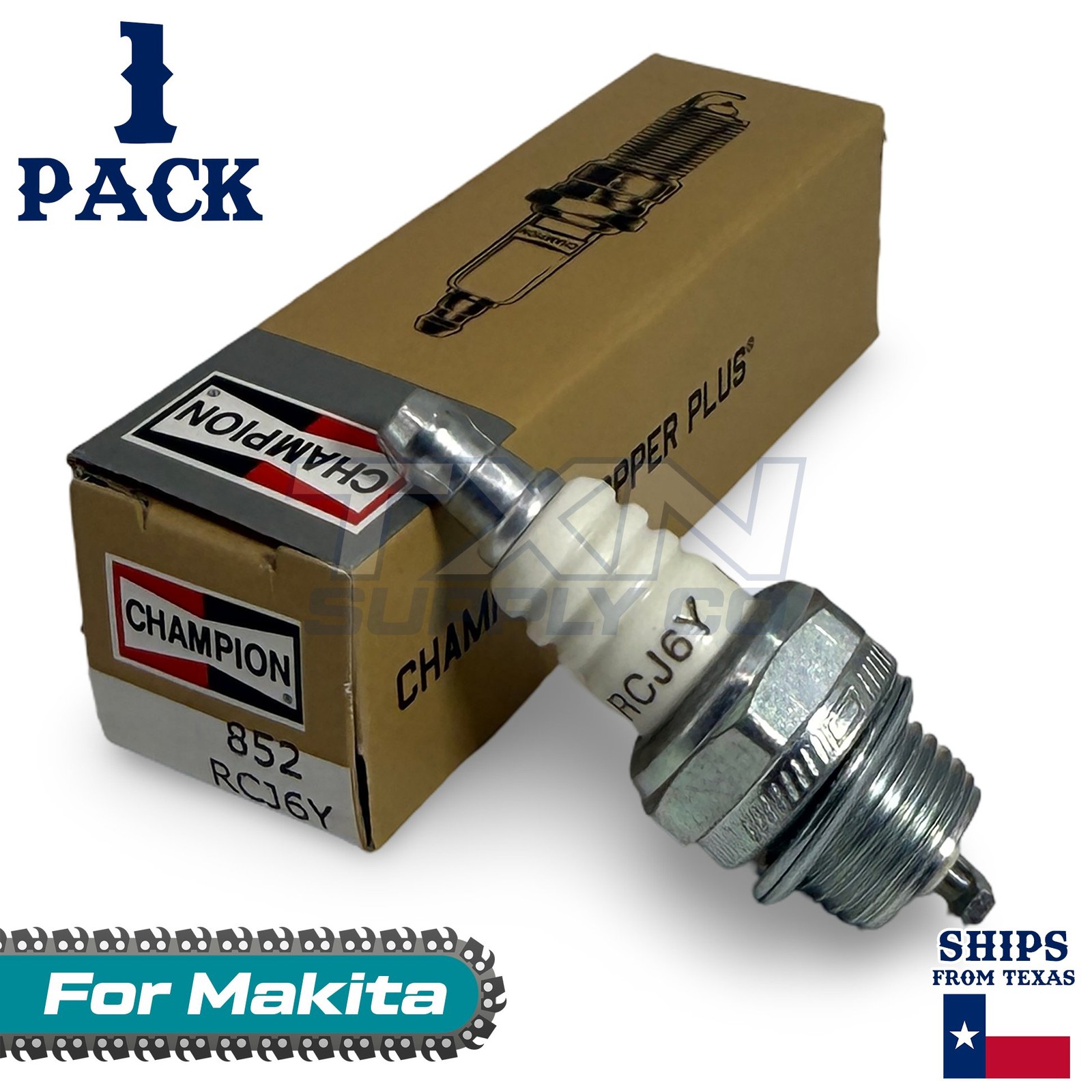 1 Pack Champion Spark Plug - For DCS-64200 Makita Chainsaw