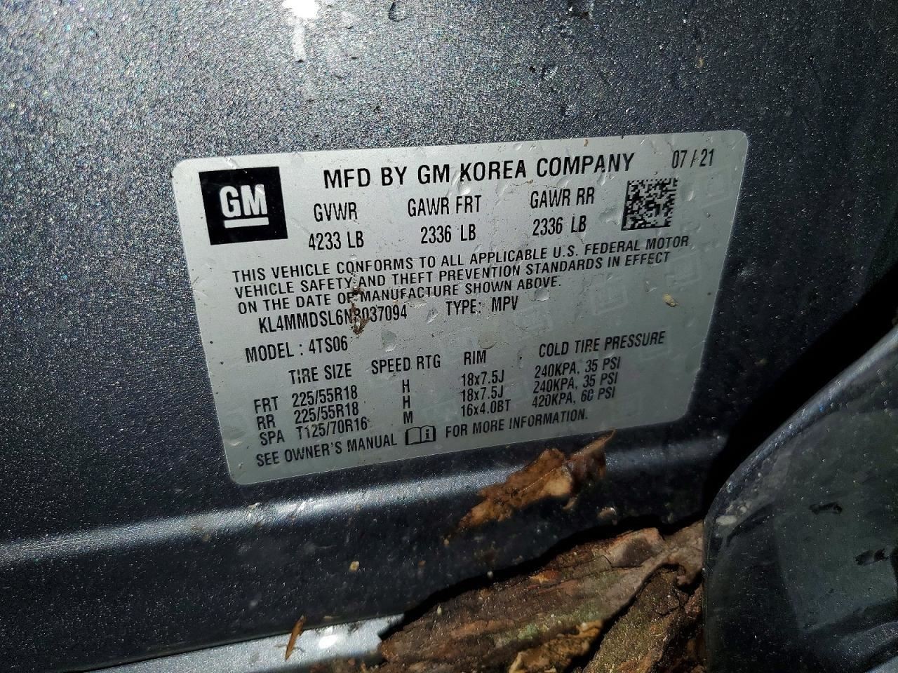 Air Shutter Fits 22-25 ENCORE GX 910355
