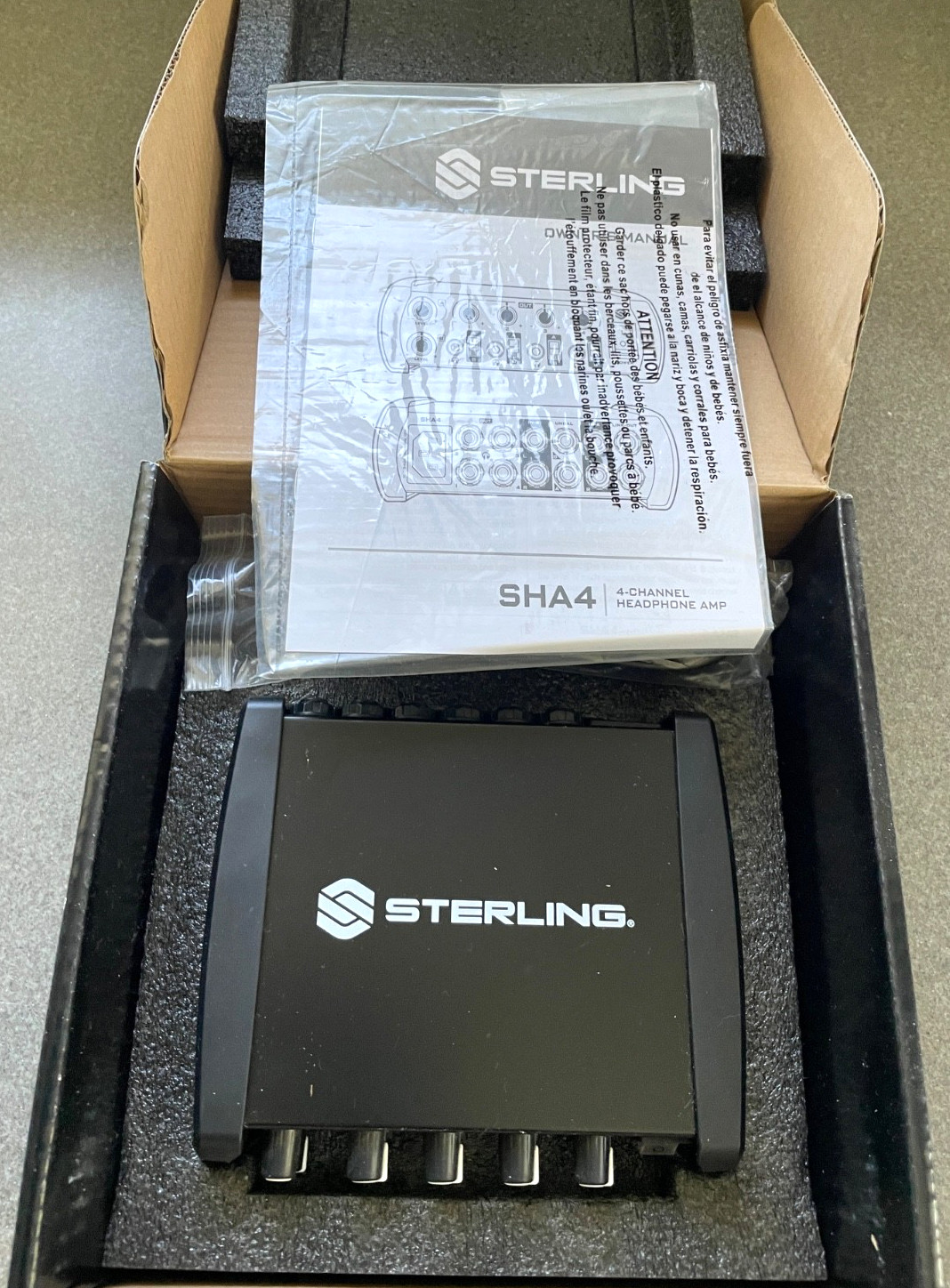 Sterling SHA4 4-Channel Headphone Amplifier Black TRS Inputs Headphone Outputs