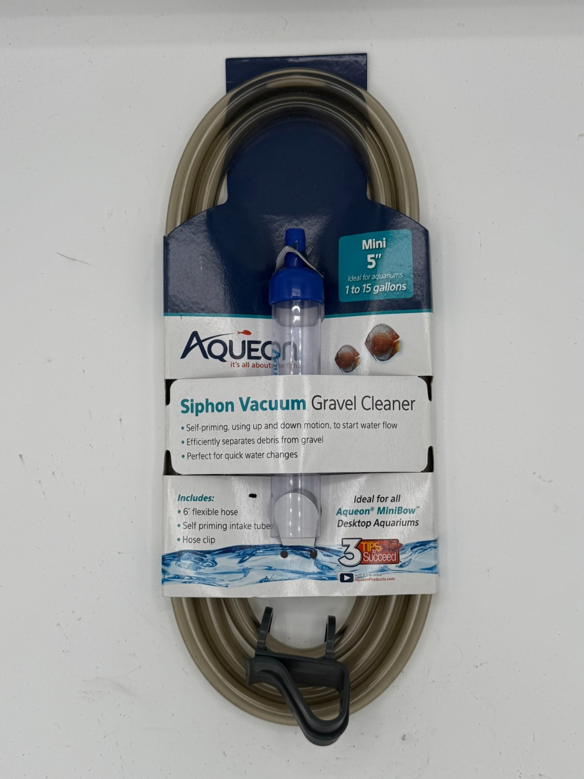 Aqueon Siphon Vacuum Aquarium Gravel Cleaner Mini, 5 Inches