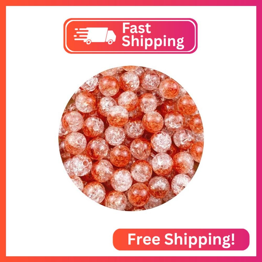 Tingoons 300pcs 8mm Acrylic Crackle Beads Round Crystal Acrylic Craft Beads with
