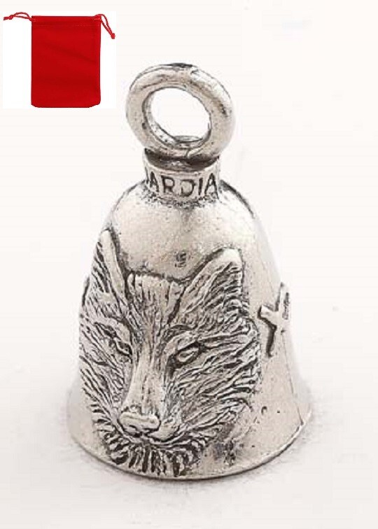 Wolf Guardian Bell W/ RED BAG fits harley motorcycle ride bell gift tribe