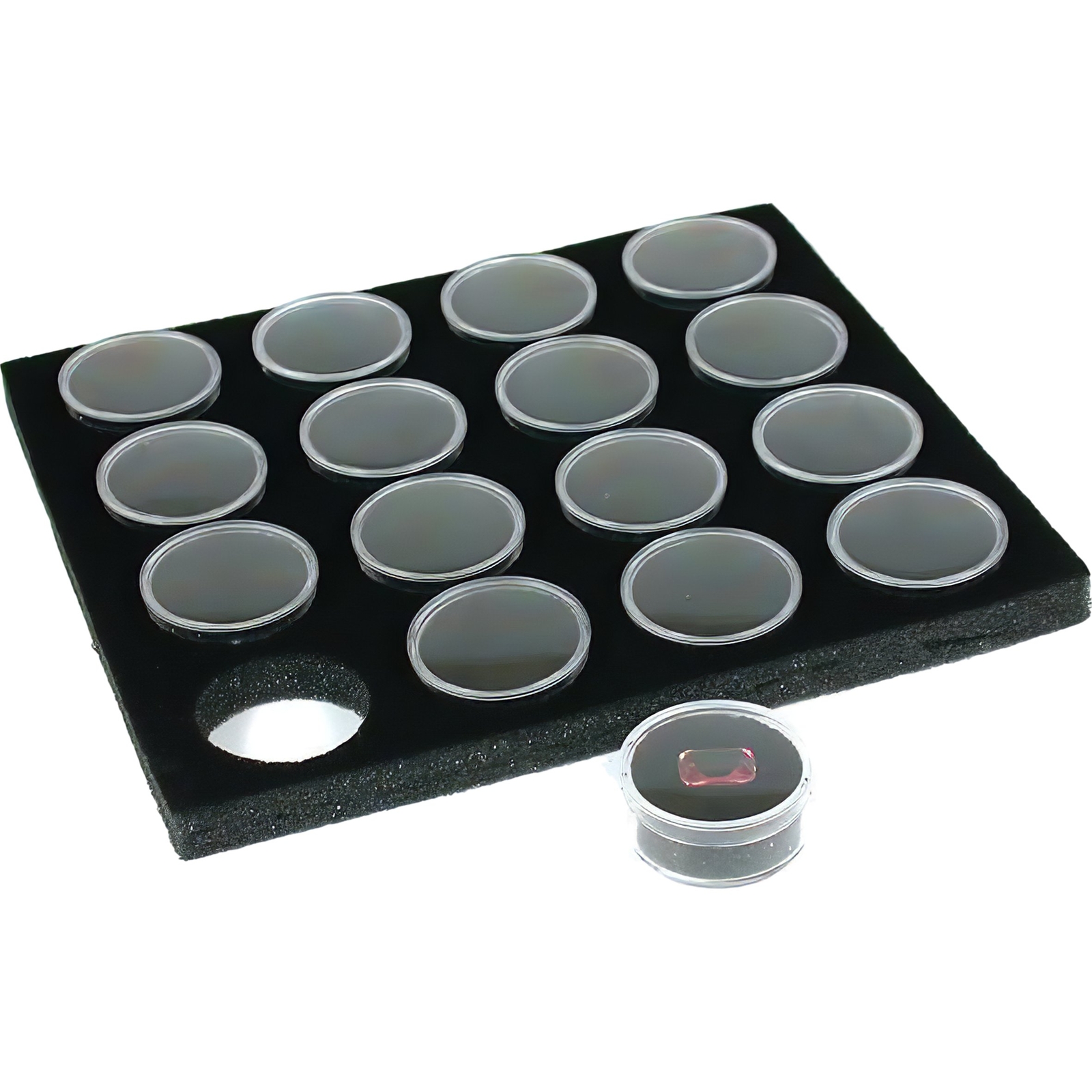 6 16 Black Gem Jars Display & Stackable Tray