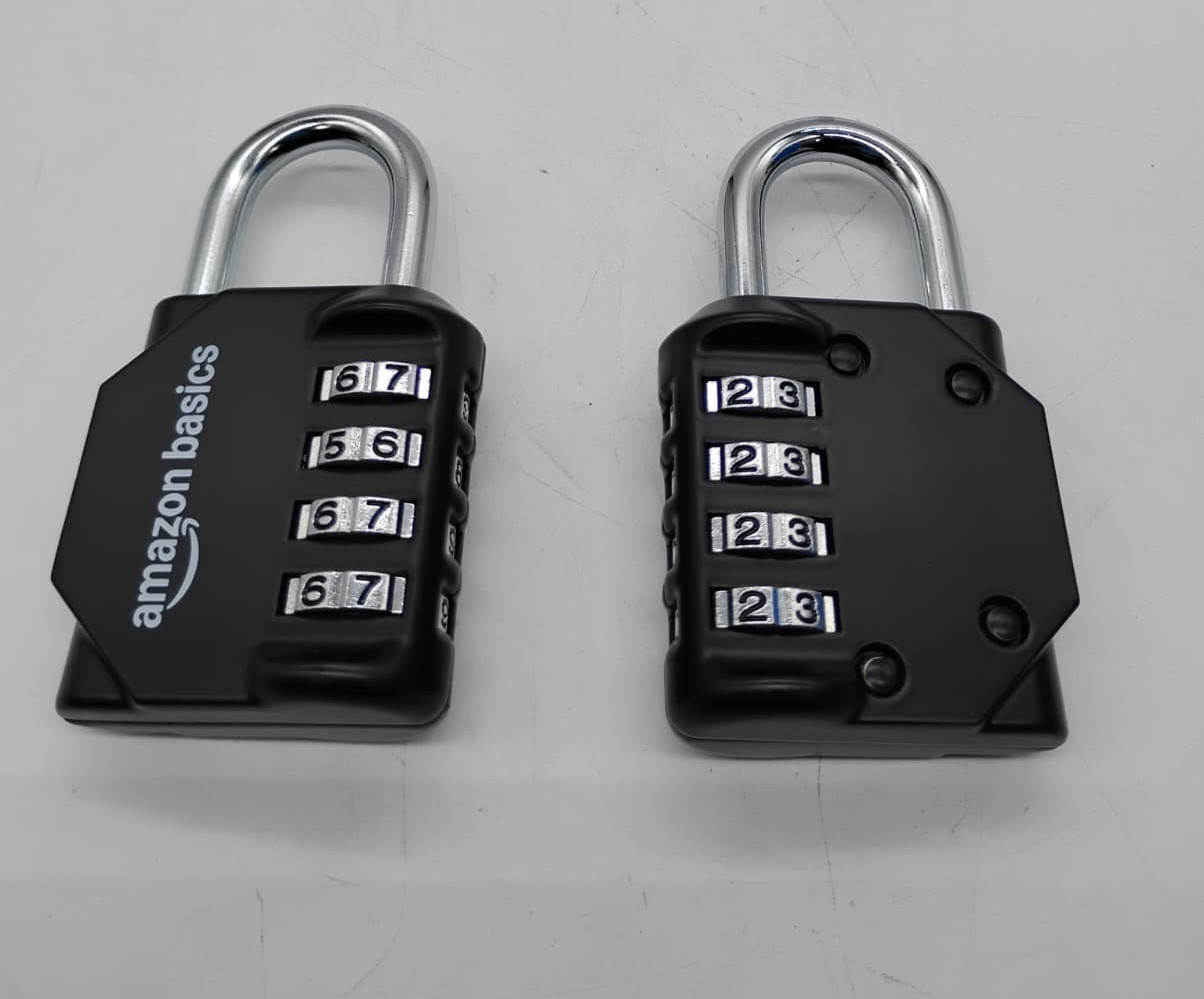 Amazon Basics 4-Digit Combination Lock for Gym and Sports, 2-Pack, Black