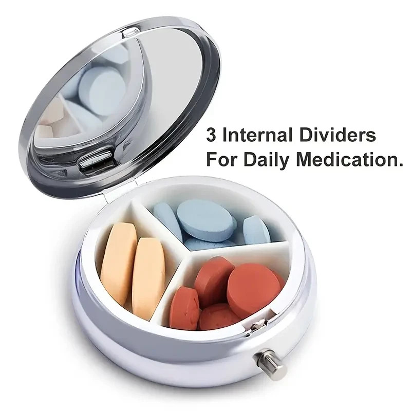 SEAGULL Ocean Blue Pill Box Organizer Medicine Case Triple 3 Compartment Travel
