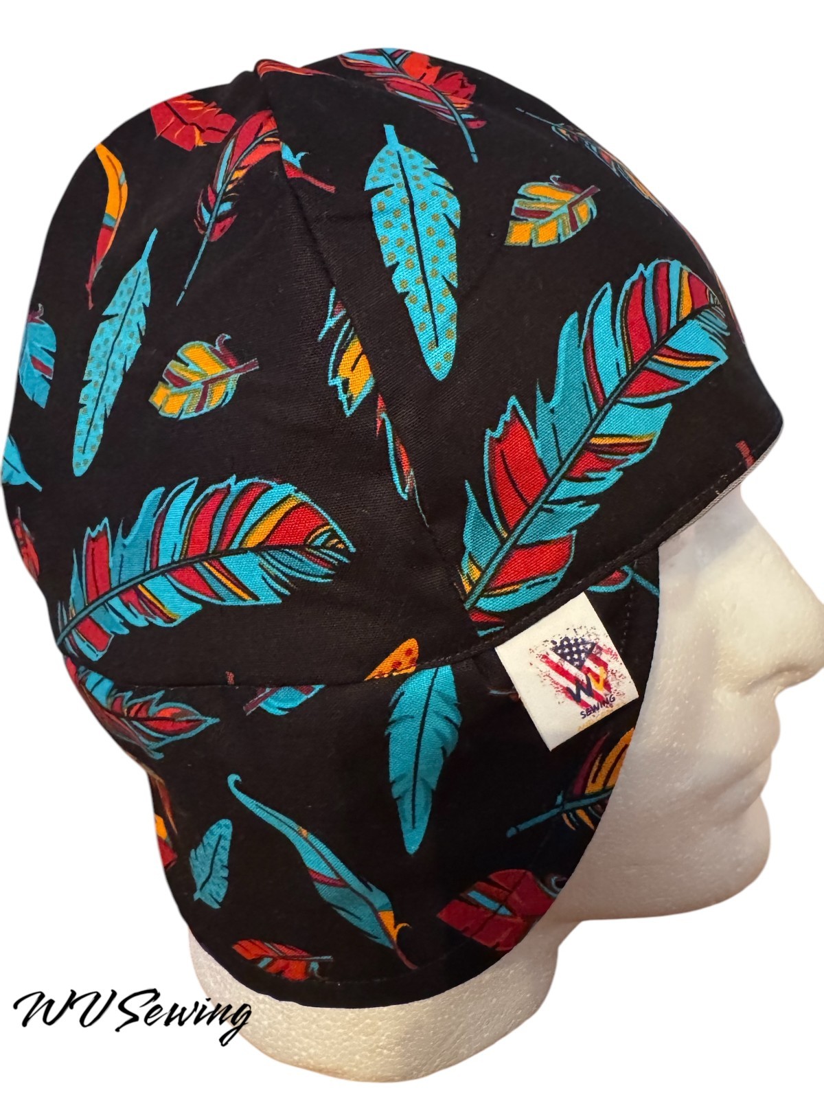 Blue Feathers Handmade 100% Cotton Welding Cap