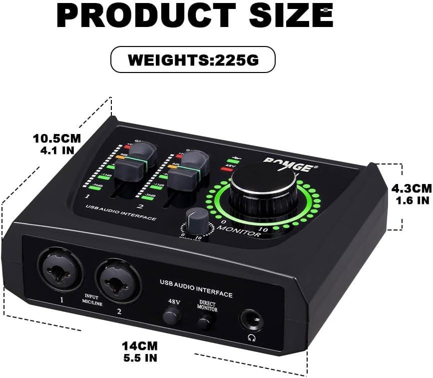 BOMGE Mini 2 Channel USB Audio Interface for Recording, Streaming and Podcasting
