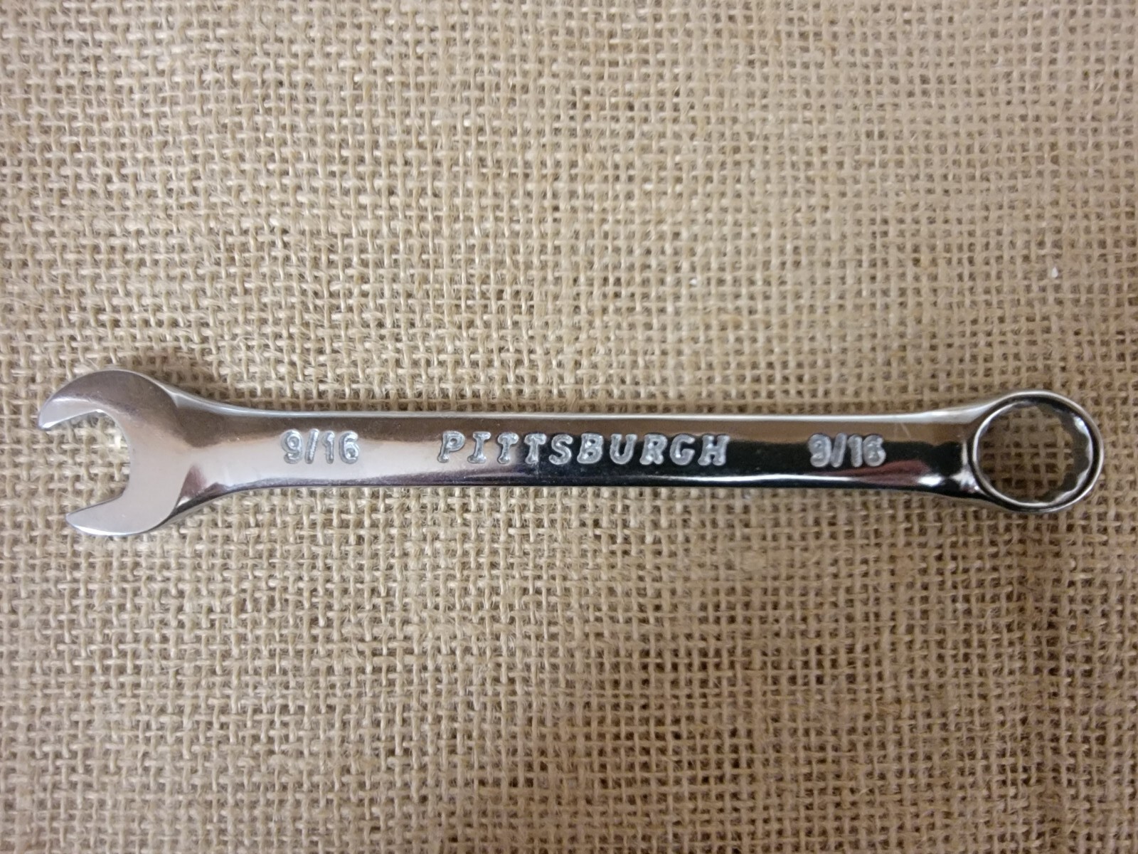 Pittsburgh Polished Chrome Combination Standard 9/16 Inch Wrench - 12 Point