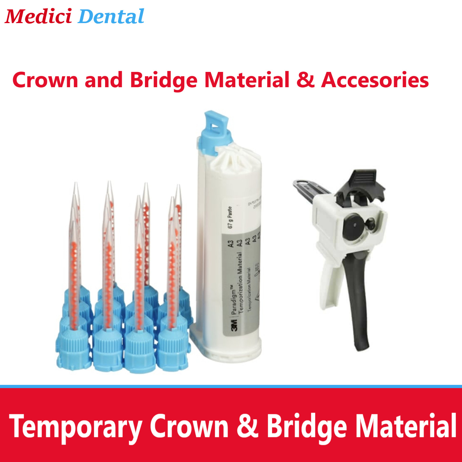 Dental Paradigm Temporary Crown and Bridge Material 50ml 10:1 Cartridge A1 A2 A3