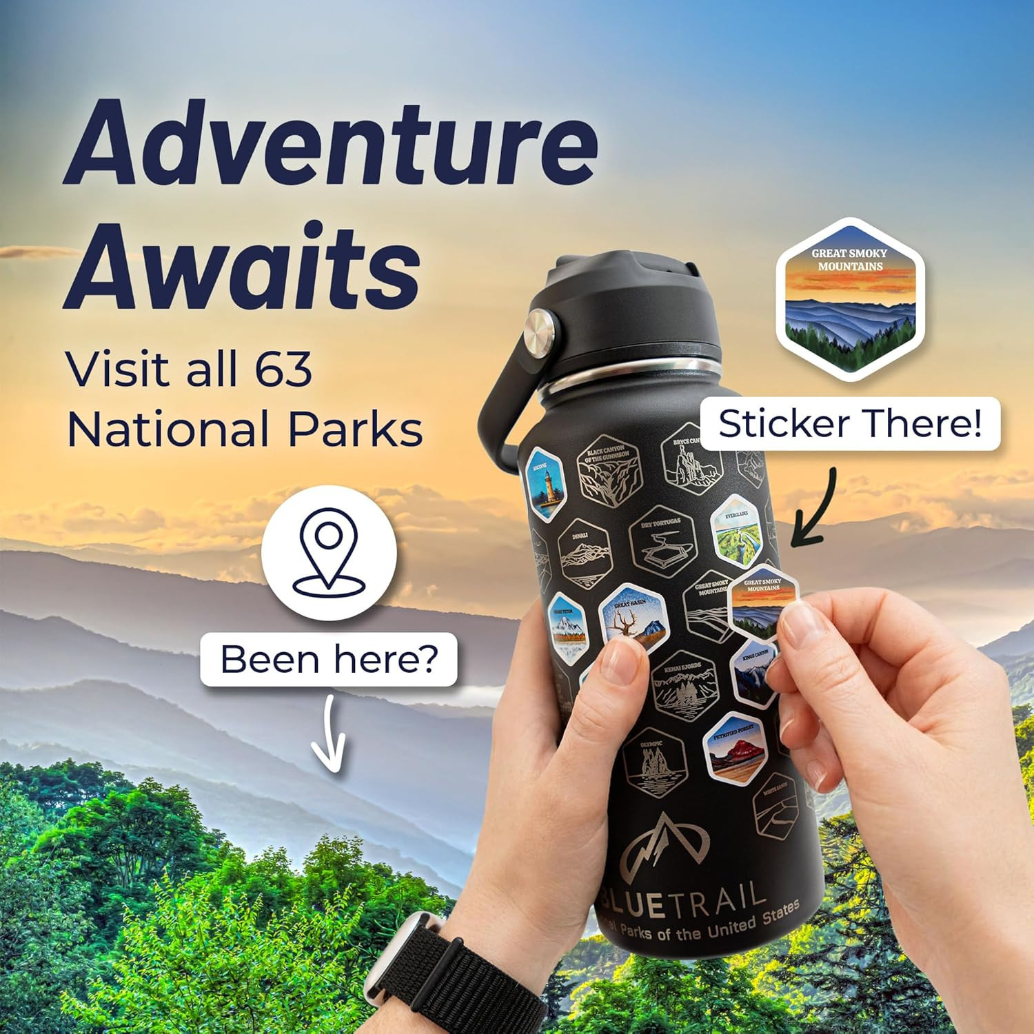 National Parks Water Bottle with Stickers