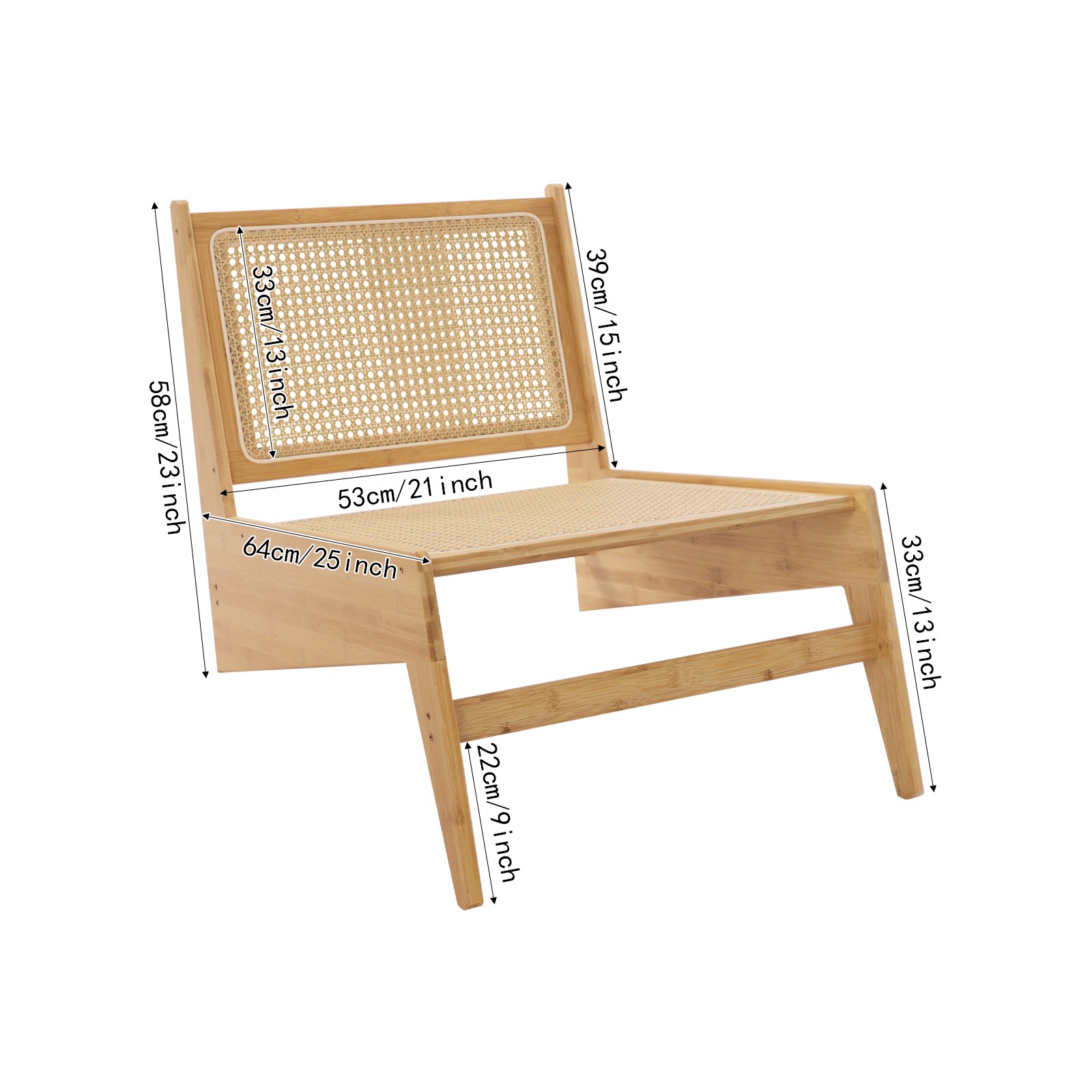 Home Bamboo Chair, Accent Chair, Comfy Bamboo Chairs, 53x64x58cm, Wood Color