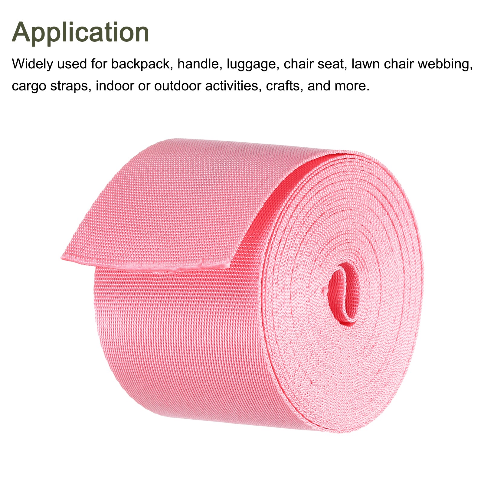 Flat Nylon Webbing Strap 2 Inch 5 Yards Cherry Pink for Backpack