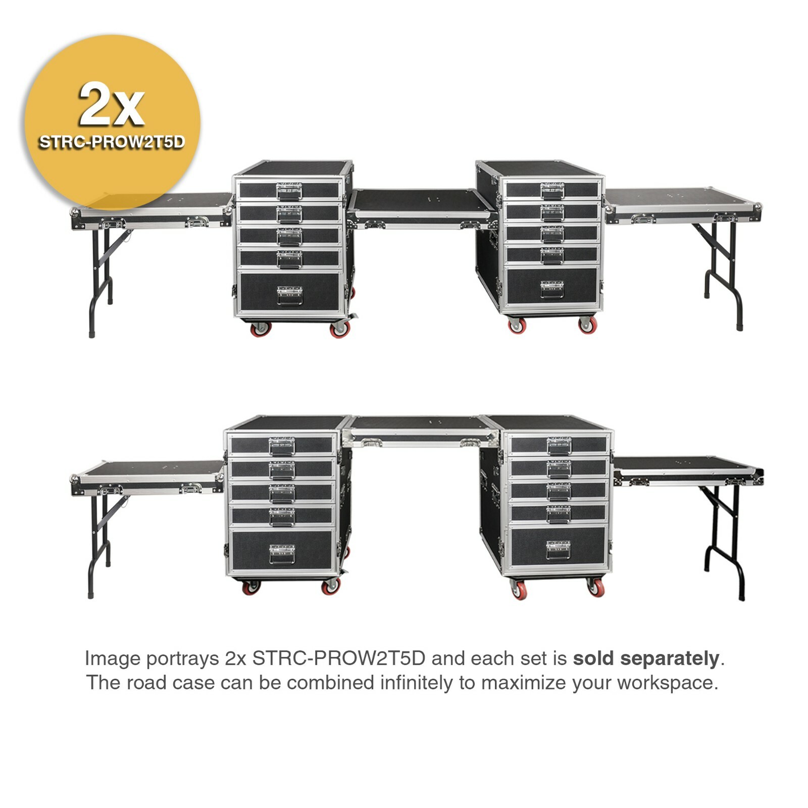 Sound Town 5-Drawer Stage / Studio Storage Road Case w/Two Tables STRC-PROW2T5D