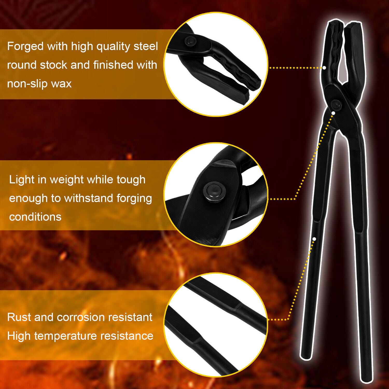 Beginner Blacksmith Wolf Jaw Tongs Bladesmith Knife Making Forge Tongs 15 in
