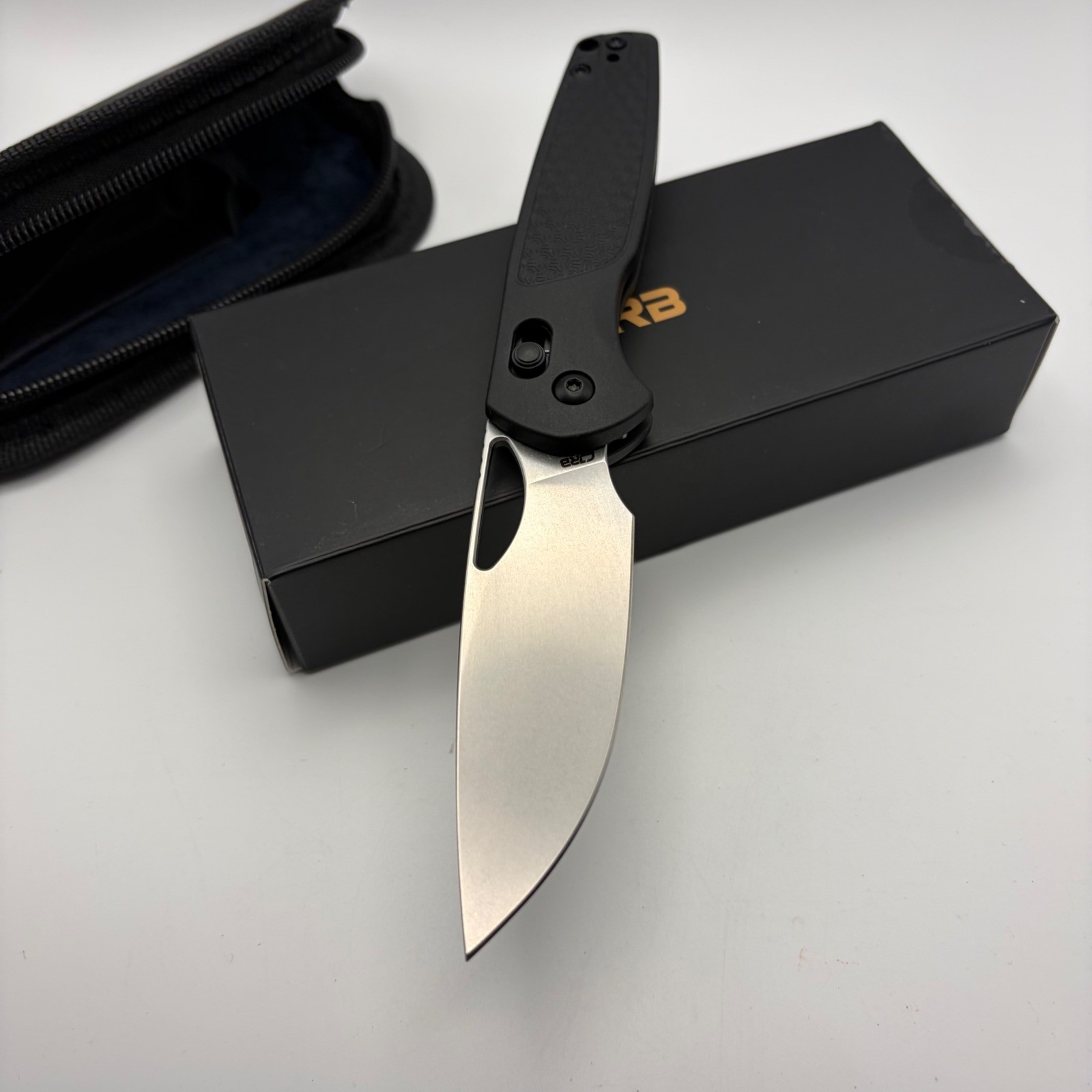 CJRB Acacia J1952-BK Folding Knife AR-RPM9 Steel Black FRN Handle Stonewash EDC
