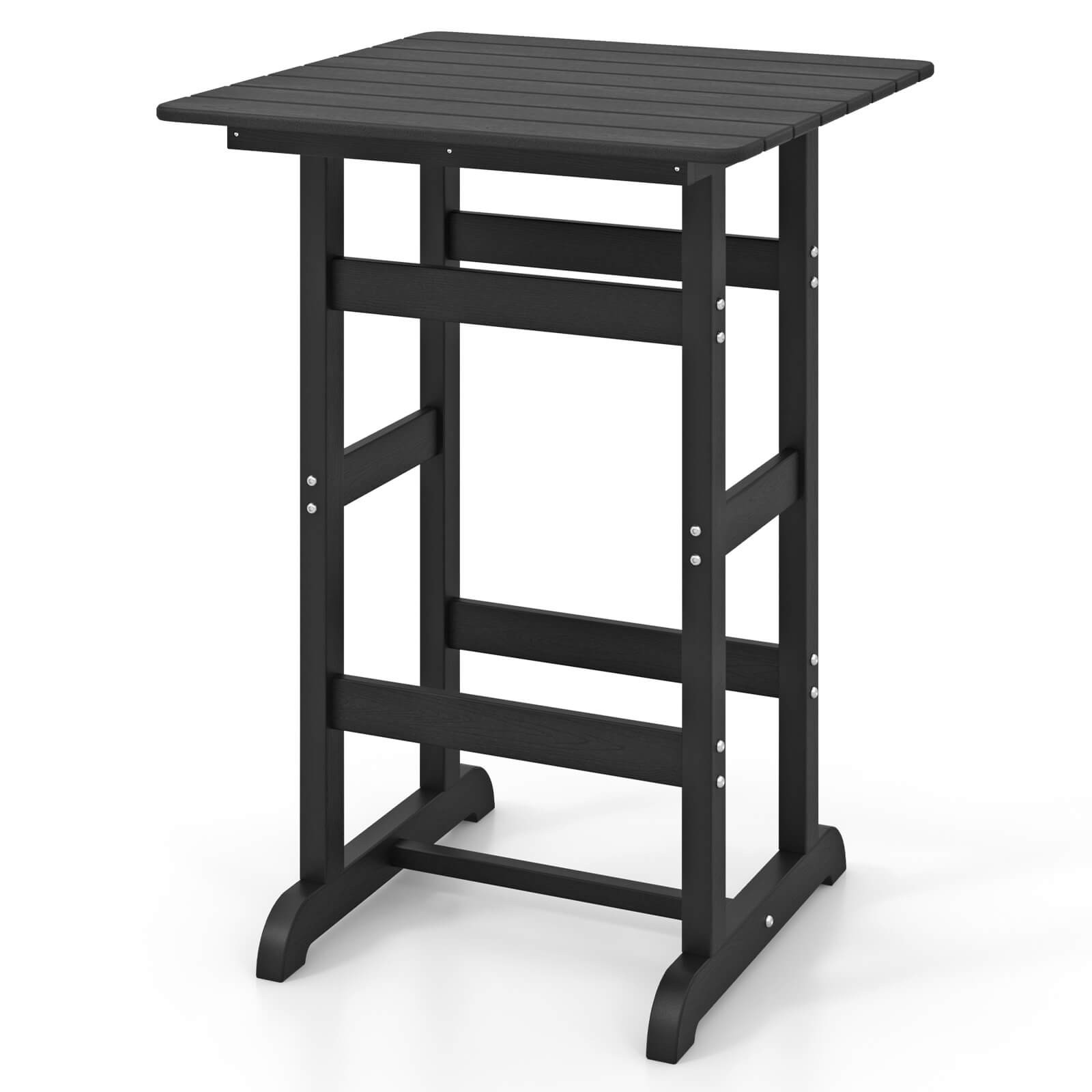 Outdoor Bar Table All Weather HDPE Patio Table w/ Wood Grains Bistro Table