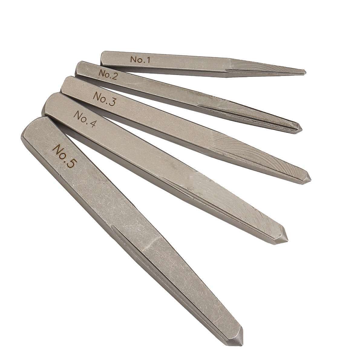 5 Pcs Screw Extractor Drill Square Easy Out Set Straight Fluted Extraction Tool