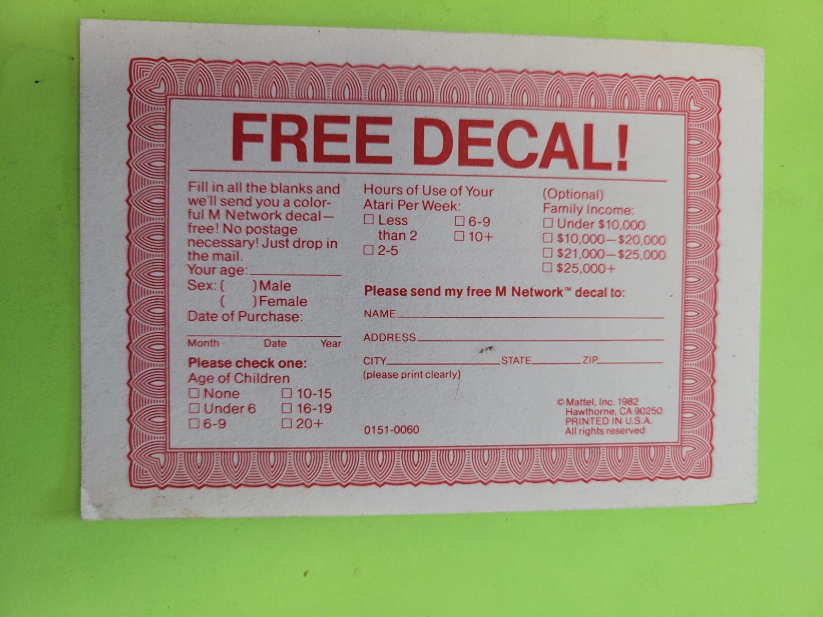 Atari Free Decal Insert