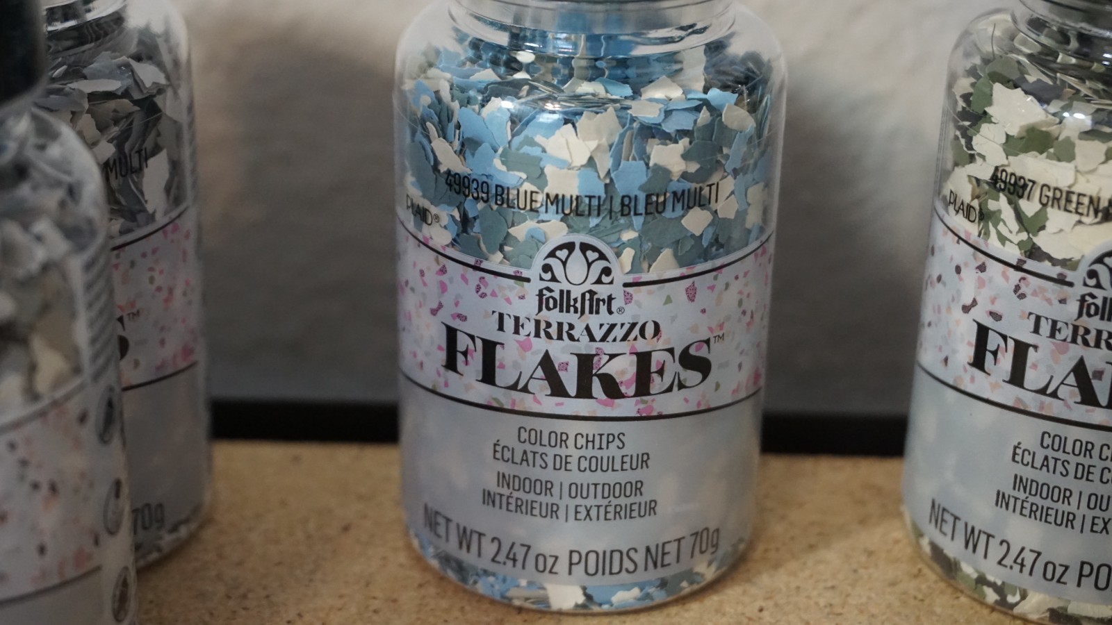 10 Lot Folkart Terrazzo Flakes Color Chips 2.47oz Teal Blue Green