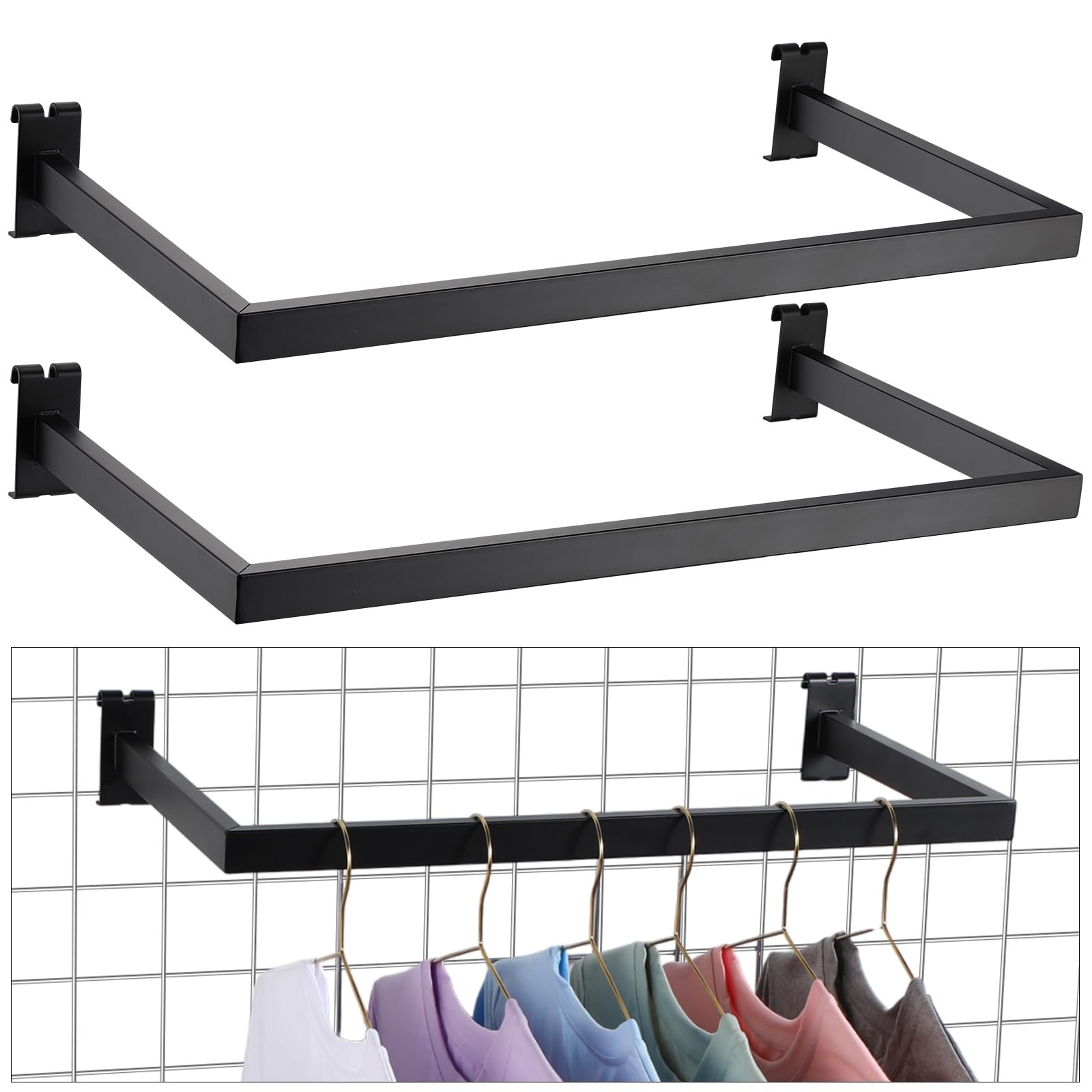 2 Pieces U Shaped Handrail Rectangular Tubing for Gridwall, Metal 24 Inch Wid...