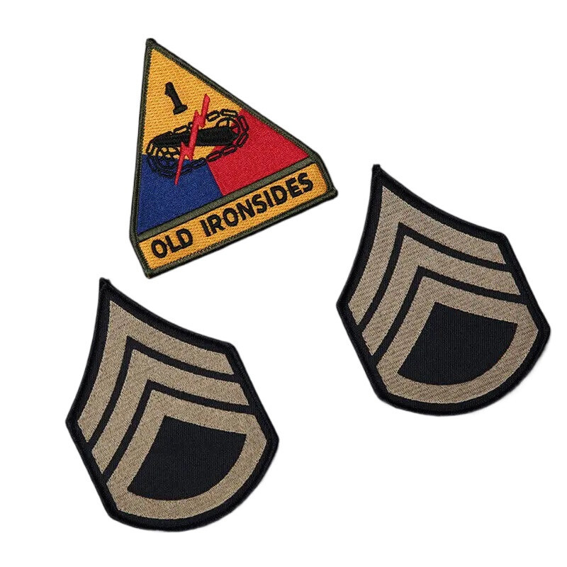 3PCS WW2 Brad Pitt Tanker Jacket Military EMBROIDERED PATCH SET