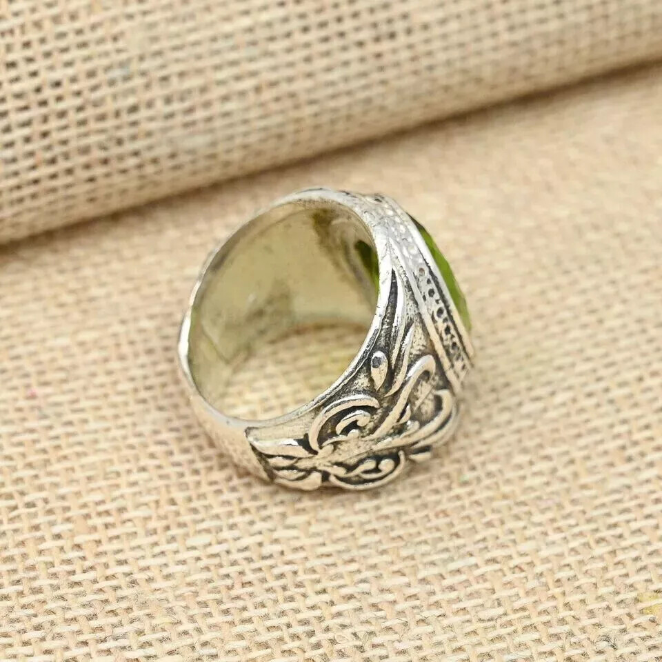 Peridot Gemstone Ring 925 Sterling Silver Designer Men's Gift Ring All Size D79