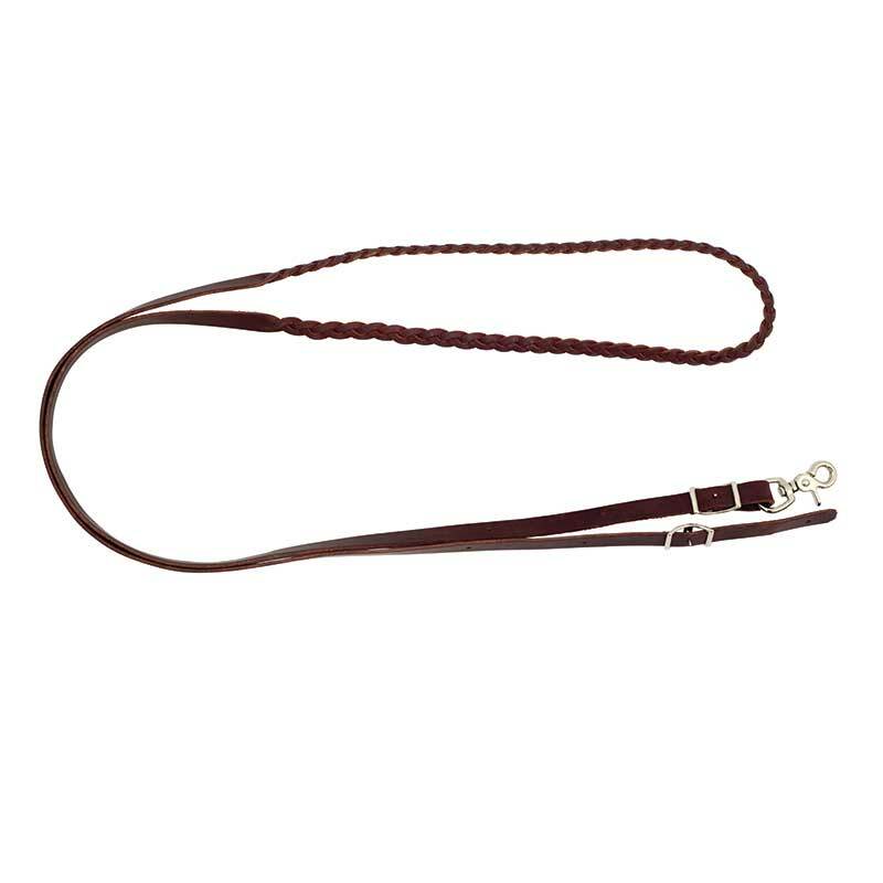 Partrade Trading Company 5/8” x 8’ - Latigo 3 Plait Leather Roping Reins