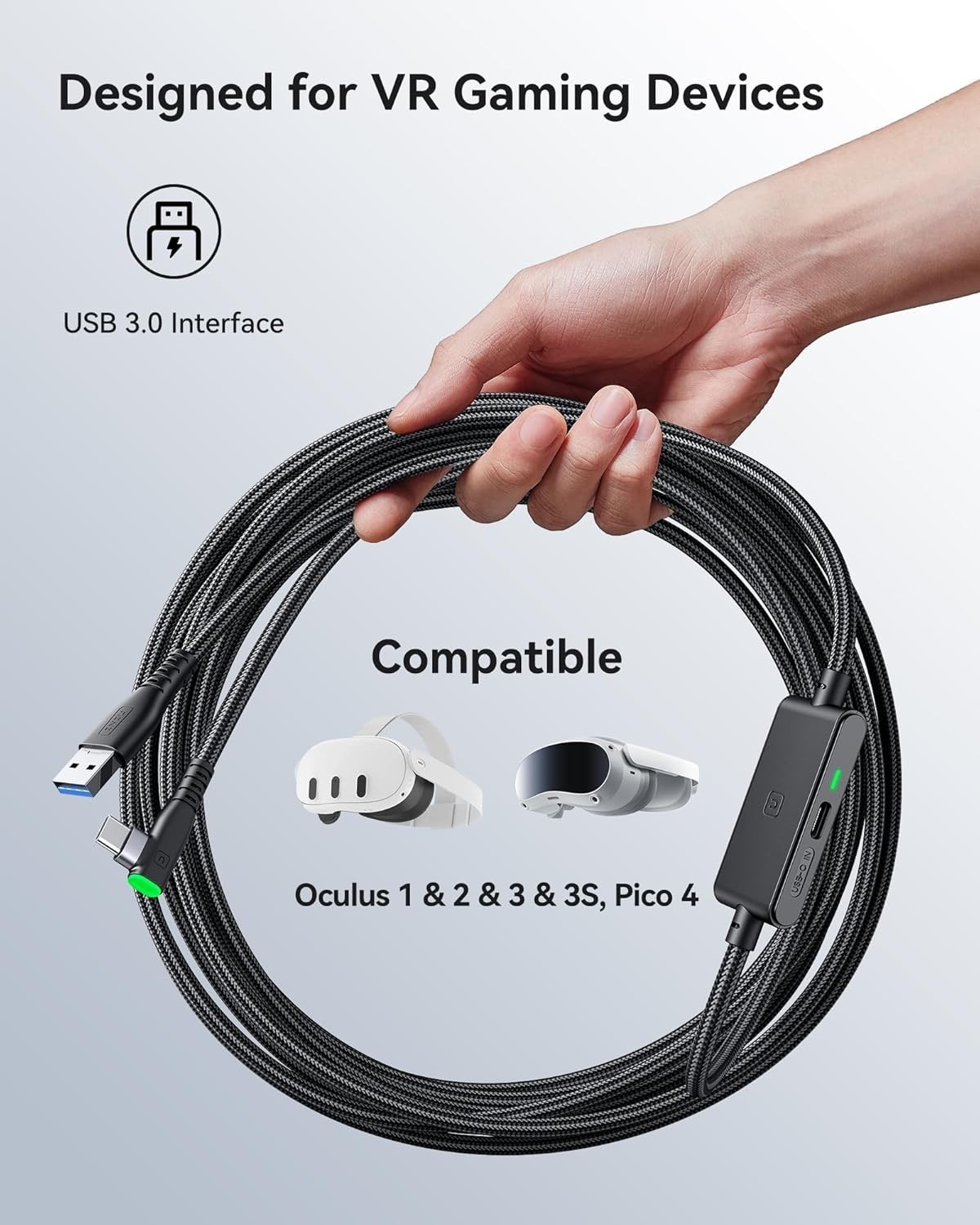 16FT High Speed Data & Charging Cable for Virtual Reality Headsets, Certified