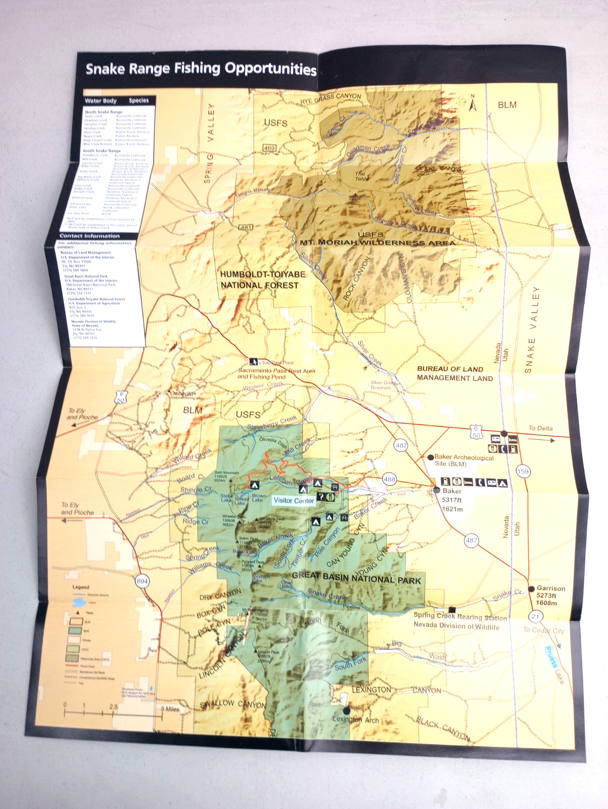 Snake Range Recreational Fishing Opportunities Map Nevada