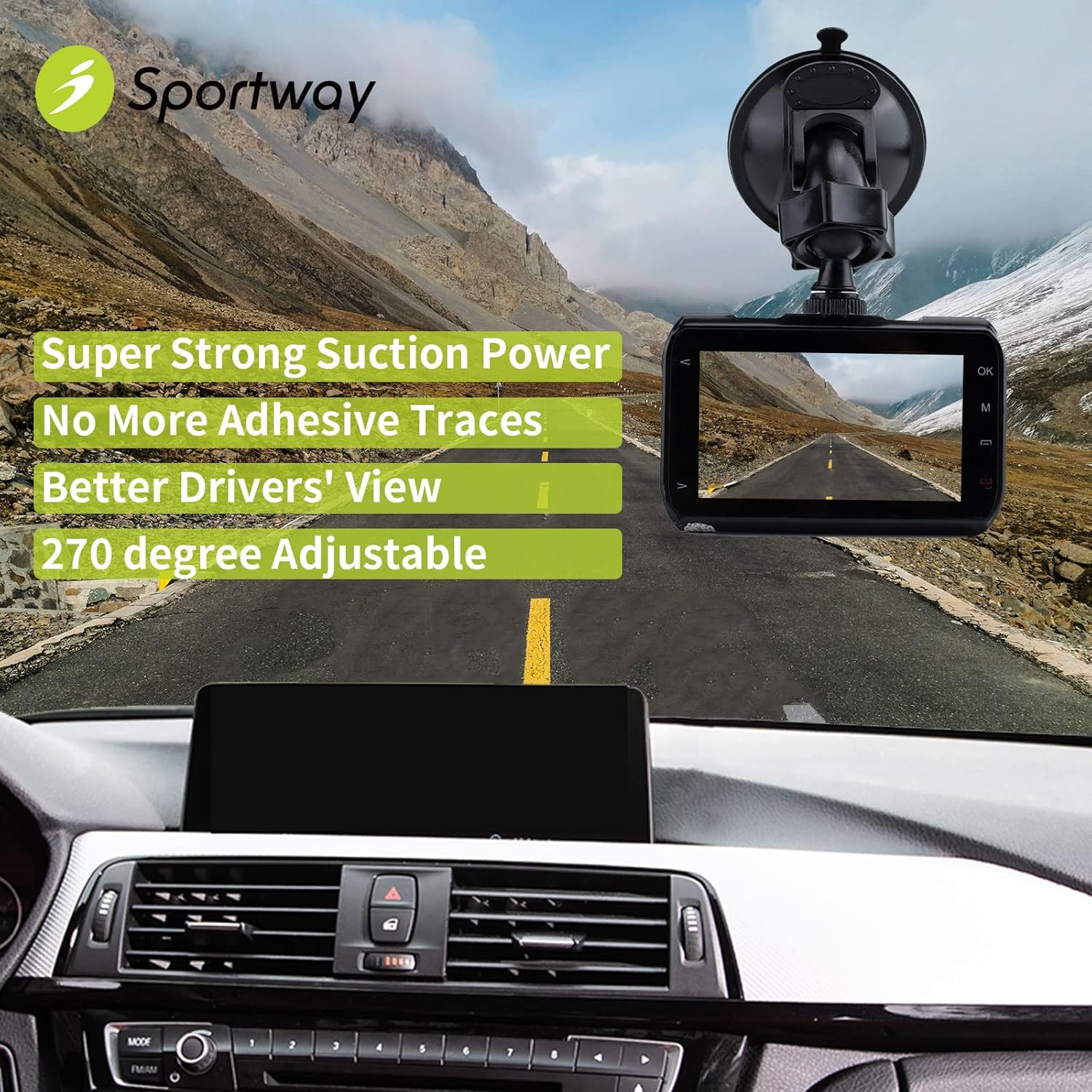 Universal Dash Cam Suction Cup Mount Holder with 6 Adapters 60