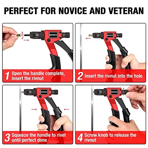 Rivet Nut Tool Kit with a Step 8-inch Single-handed Rivnut Tool Kit/80 Nutserts