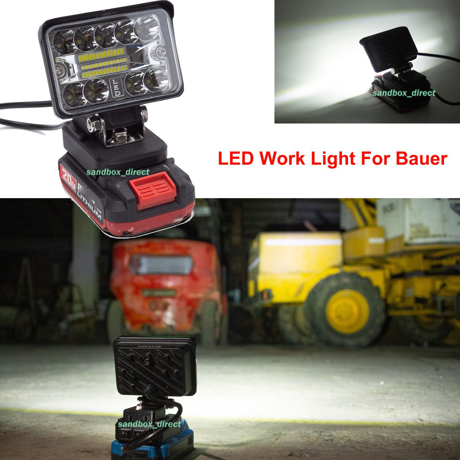 Led Work Light for Bauer 20v HyperMax Lithium Battery 2800LM w/FAST USB PORT