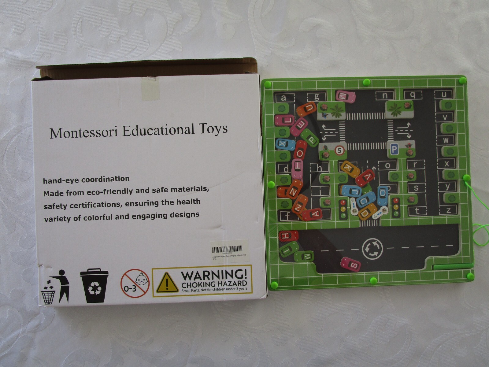 Wooden Labyrinth Maze A-B-C'S ALPHABET CARS Wooden Montessori Toy