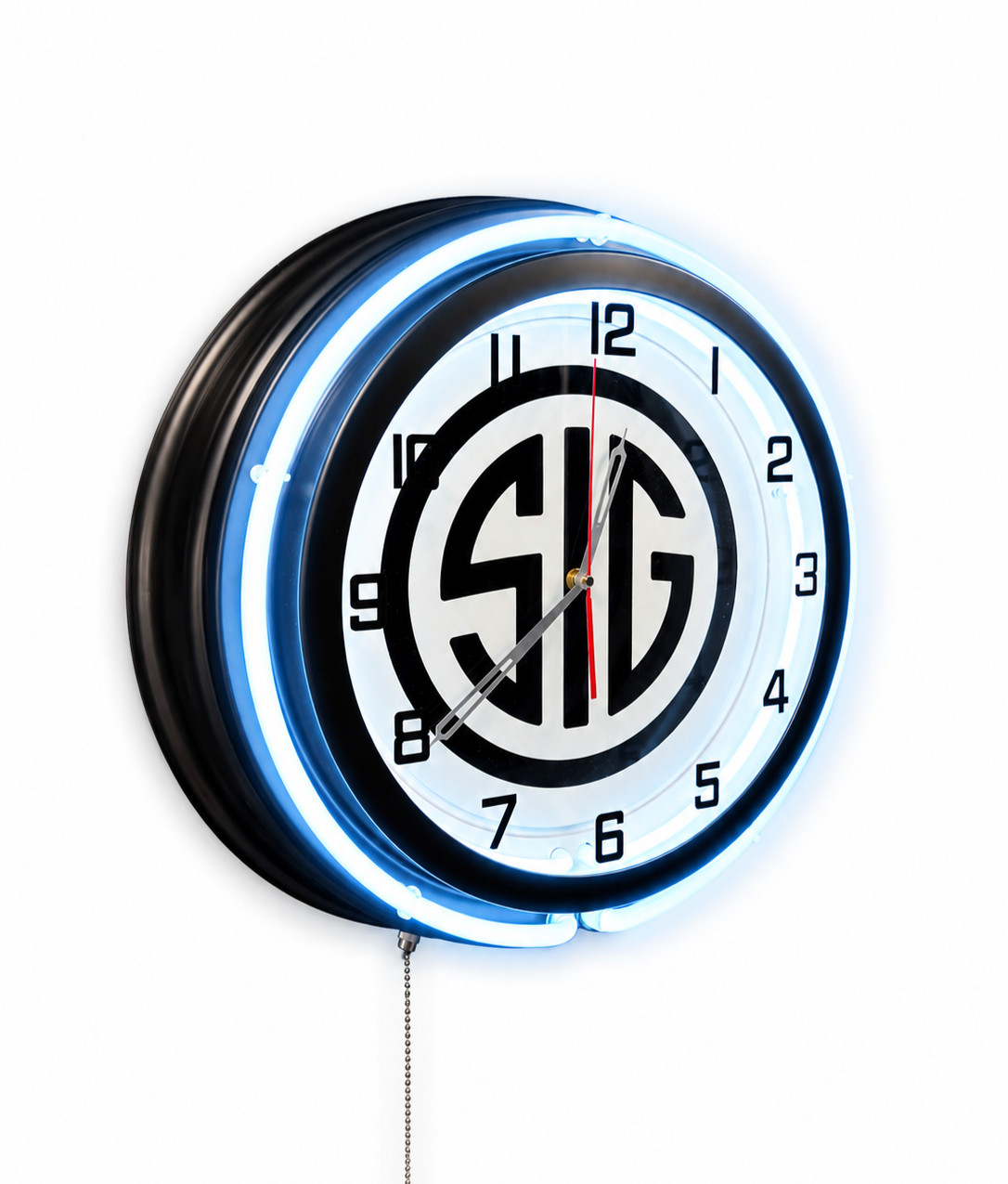 SIG SAUER 19" Double Neon Clock White Matte Black Sign Man Cave Gun Room Bar
