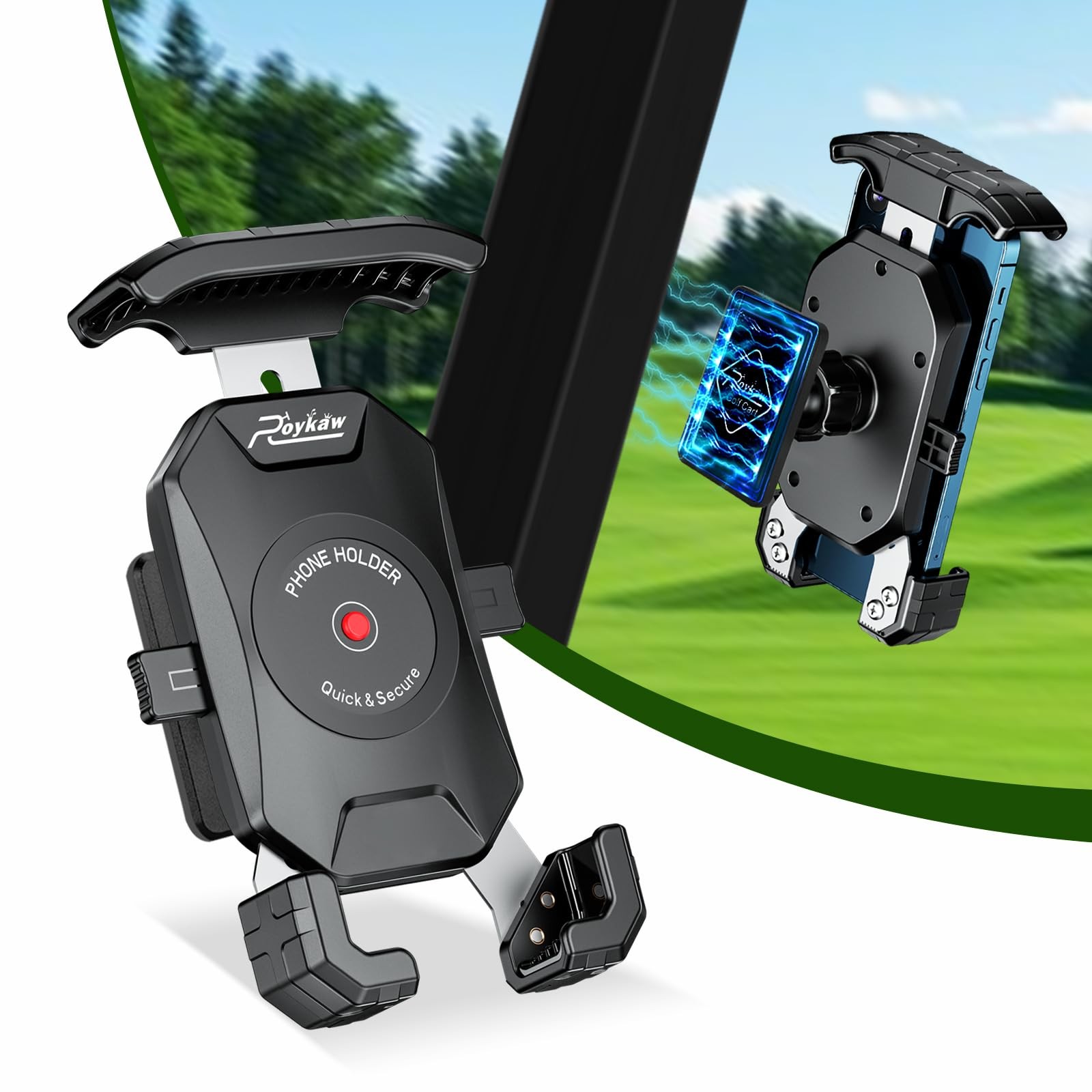 Roykaw Golf Cart Magnetic Phone Holder Mount Ultra-Strong OEM Standard, Black