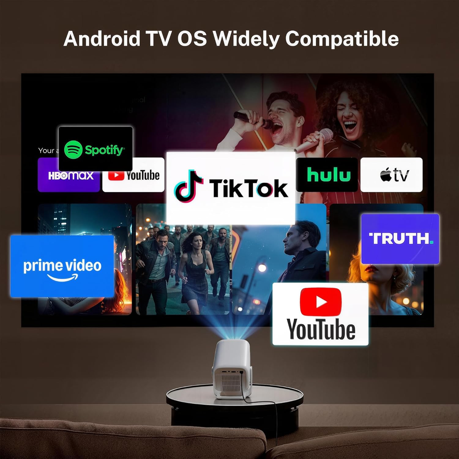 Portable 1080P Smart Projector with WiFi 6, Bluetooth 5.4, Auto Focus & Keystone