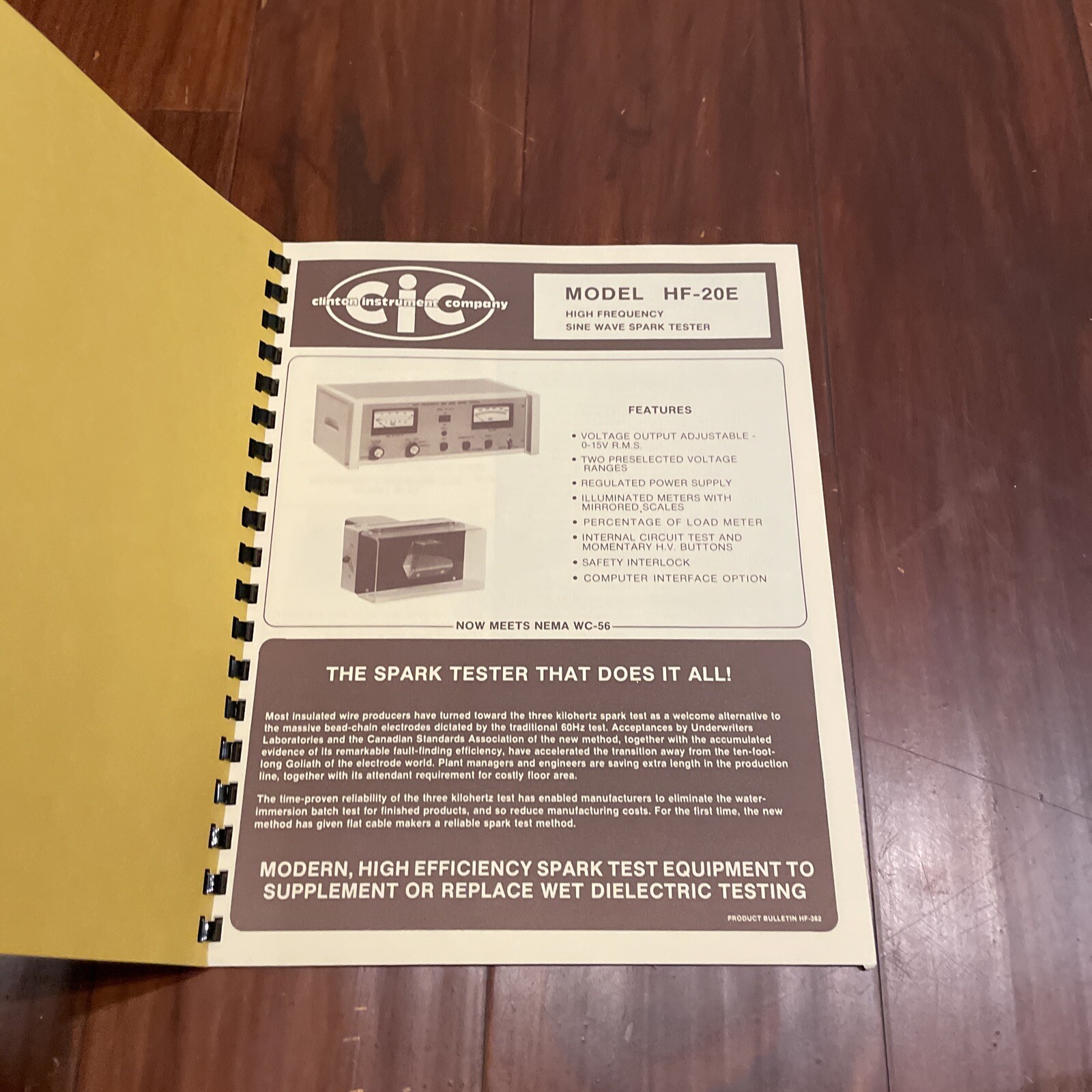 Clinton Model HF-20-E High Frequency Sine Wave Spark Tester instruction Manual