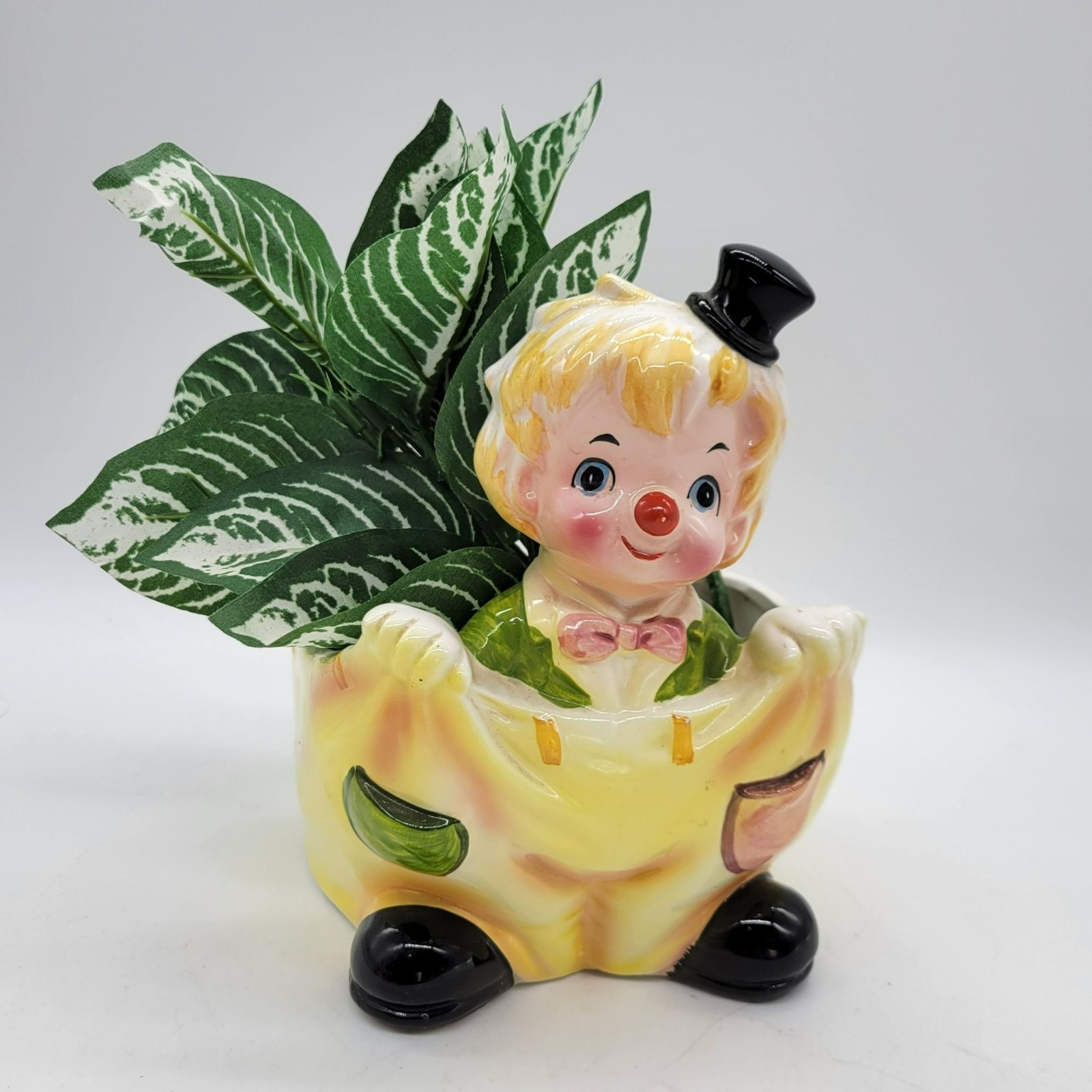 VTG Relpo #6007 Clown Planter Yellow Pants & Colorful Details Whimsical Nursery