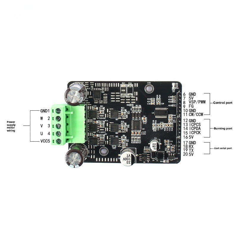 DC 6-80V BLDC 3-Phase DC Brushless Motor Controller 1600W 50A PWM Motor Driver
